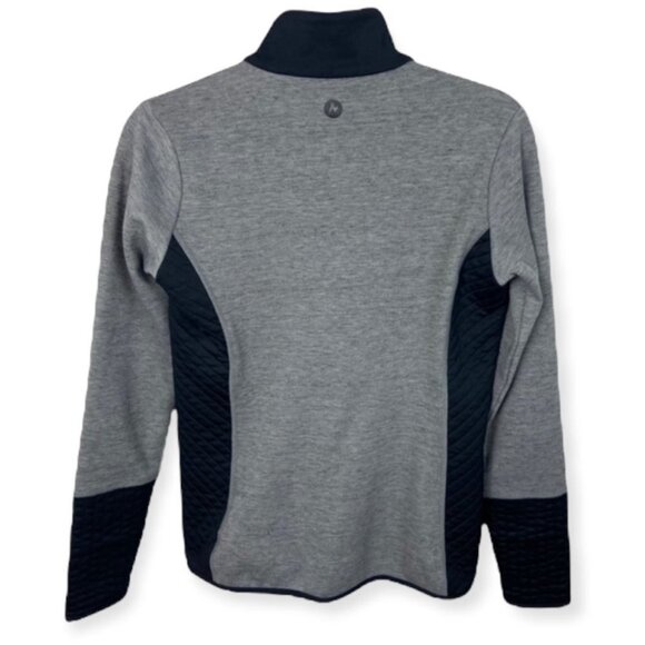 Marmot Quarter Zip Pullover Sweater Black Grey Size Small Stretch Quilted Jacket - Picture 2 of 8